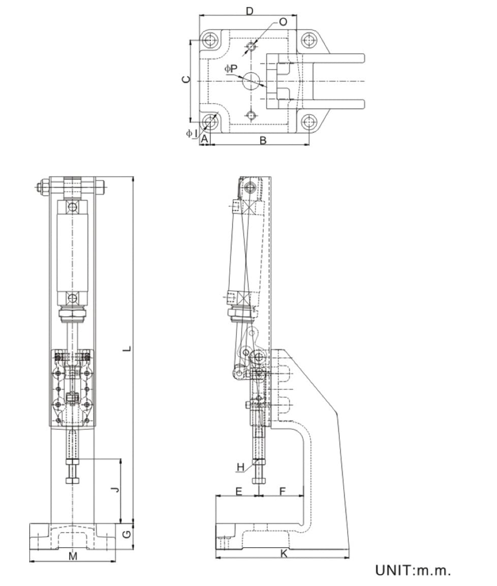 DST-30600-PR-A Pneumatikpresse Technische Zeichnung
