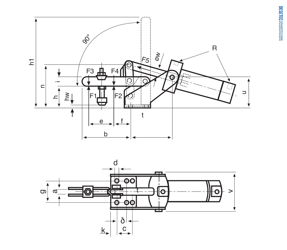 P53 Zeichung Pneumatikspanner mit horizontalem Zylinder