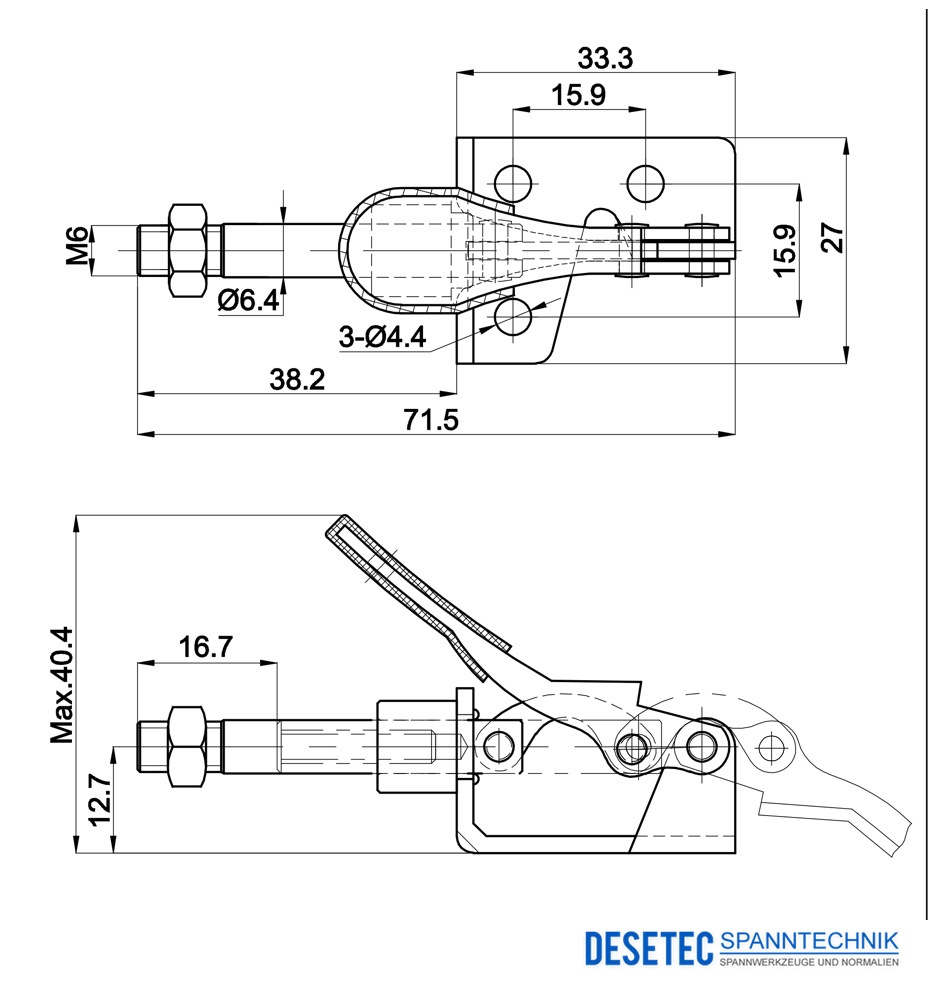 DST-301-BM Technische Zeichnung Mini Schubstangenspanner 450N
