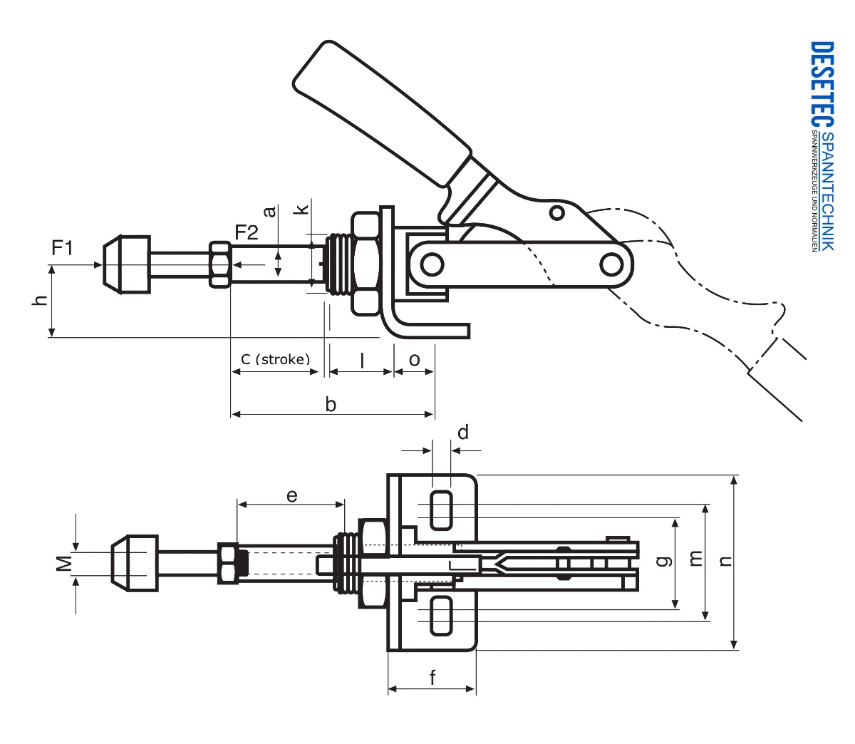 M60 Technische Zeichnung Schubstangenspanner mit Winkelfuss