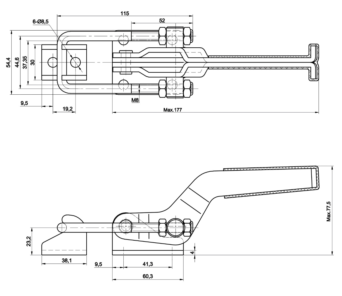 DST-40341-SS Datenblatt Verschlussspanner-Bügelspanner horizontal 9000N - EDELSTAHL