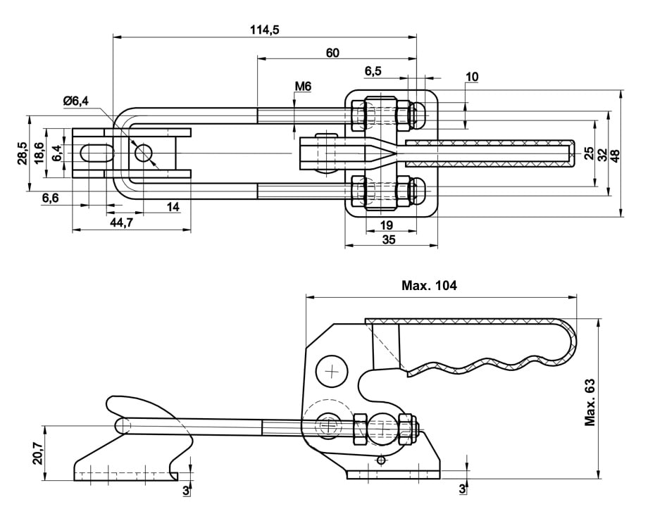 DST-40840 Datenblatt Verschlussspanner-Bügelspanner horizontal 2500N