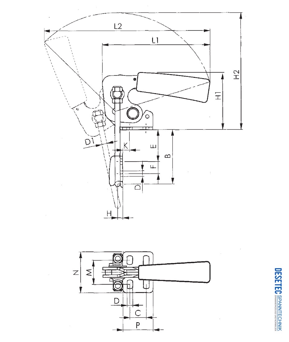 M40D Verschlussspanner vertikal Zeichnung Datenblatt